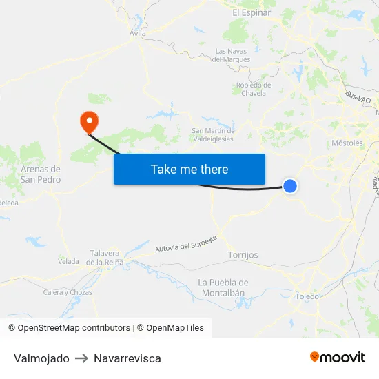Valmojado to Navarrevisca map