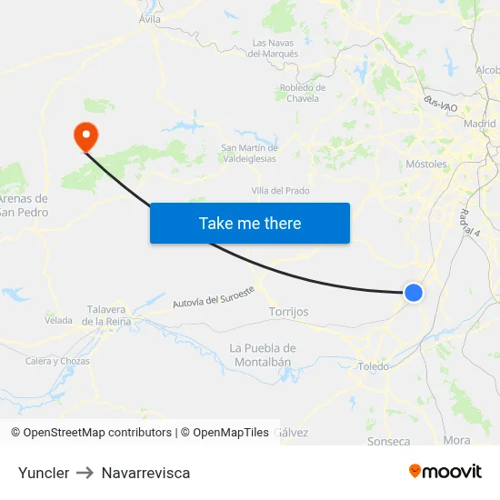 Yuncler to Navarrevisca map