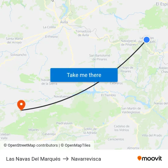 Las Navas Del Marqués to Navarrevisca map