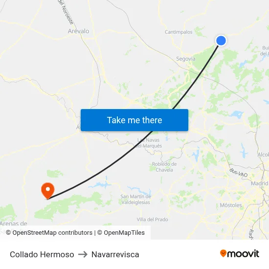 Collado Hermoso to Navarrevisca map
