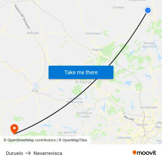 Duruelo to Navarrevisca map