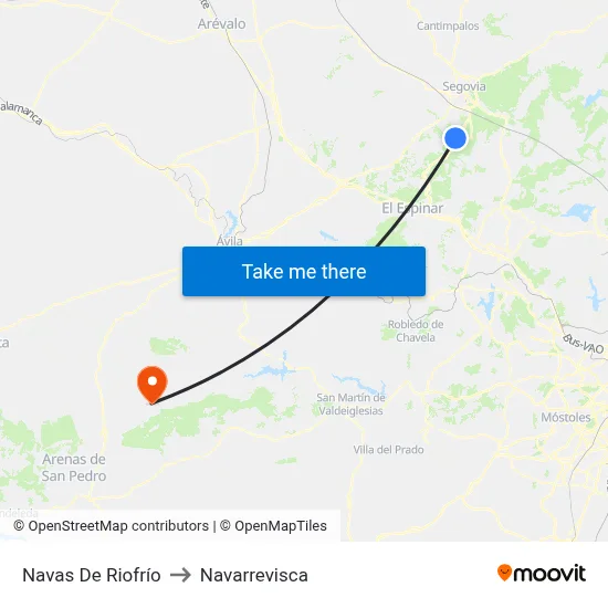 Navas De Riofrío to Navarrevisca map
