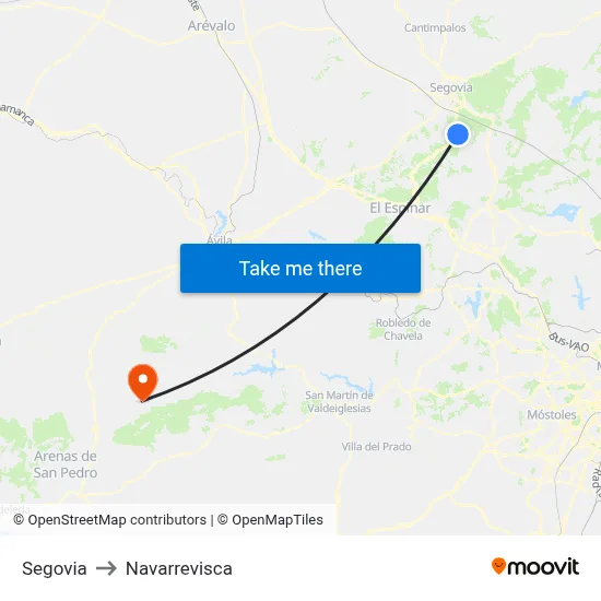 Segovia to Navarrevisca map