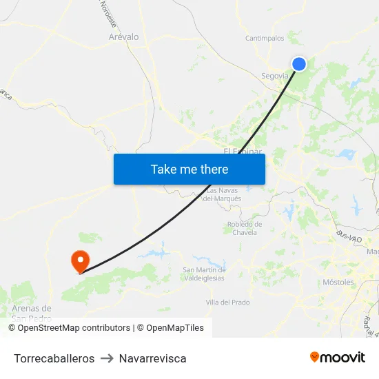 Torrecaballeros to Navarrevisca map