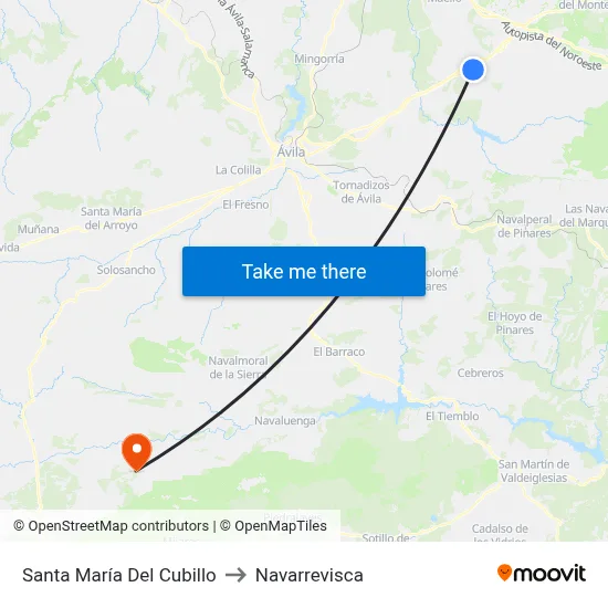 Santa María Del Cubillo to Navarrevisca map