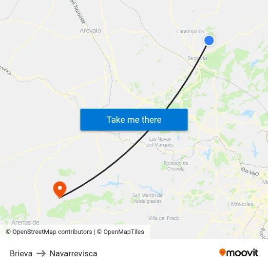 Brieva to Navarrevisca map