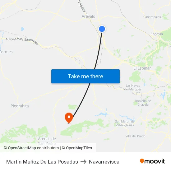Martín Muñoz De Las Posadas to Navarrevisca map