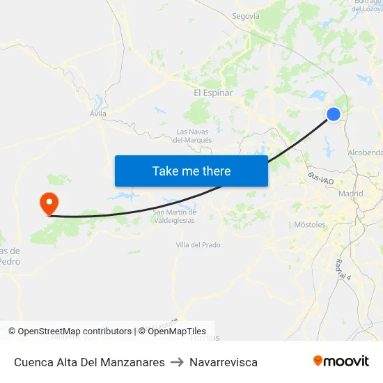 Cuenca Alta Del Manzanares to Navarrevisca map