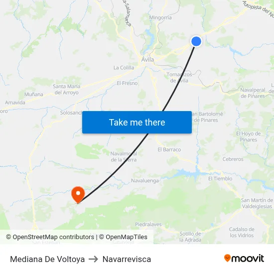Mediana De Voltoya to Navarrevisca map