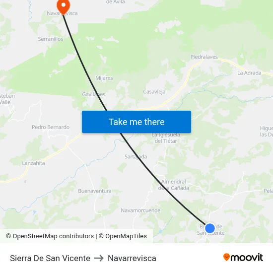 Sierra De San Vicente to Navarrevisca map
