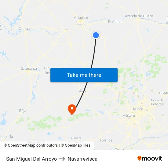 San Miguel Del Arroyo to Navarrevisca map