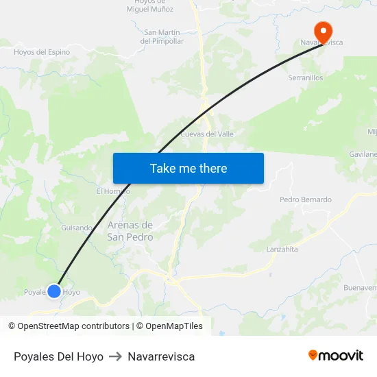 Poyales Del Hoyo to Navarrevisca map