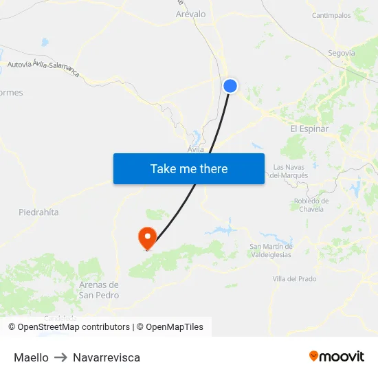 Maello to Navarrevisca map