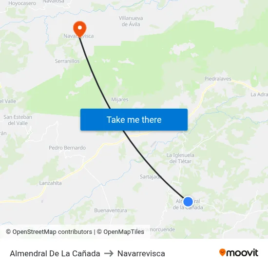 Almendral De La Cañada to Navarrevisca map