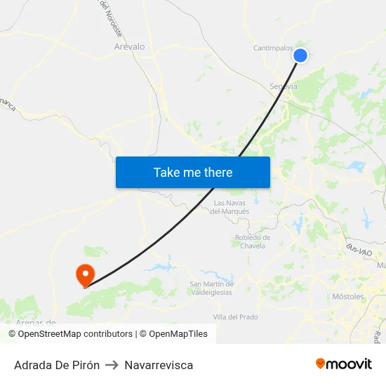 Adrada De Pirón to Navarrevisca map