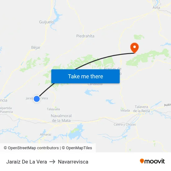 Jaraíz De La Vera to Navarrevisca map