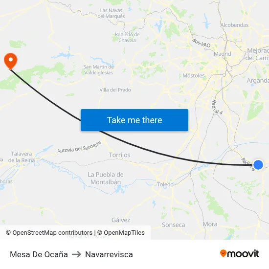 Mesa De Ocaña to Navarrevisca map