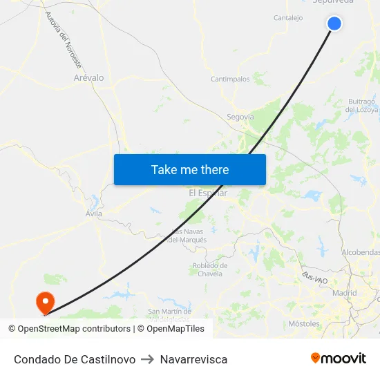 Condado De Castilnovo to Navarrevisca map