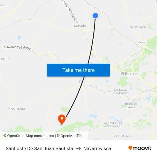 Santiuste De San Juan Bautista to Navarrevisca map