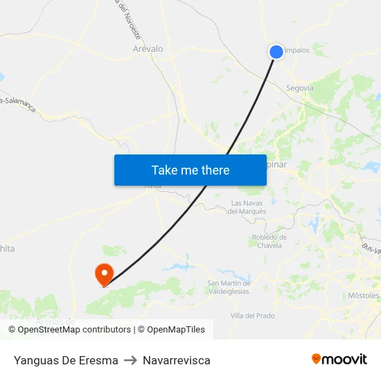 Yanguas De Eresma to Navarrevisca map