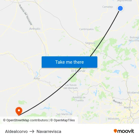Aldealcorvo to Navarrevisca map