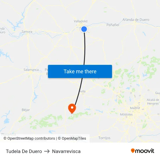 Tudela De Duero to Navarrevisca map