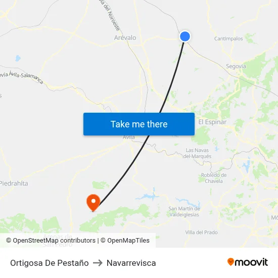 Ortigosa De Pestaño to Navarrevisca map