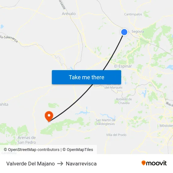 Valverde Del Majano to Navarrevisca map