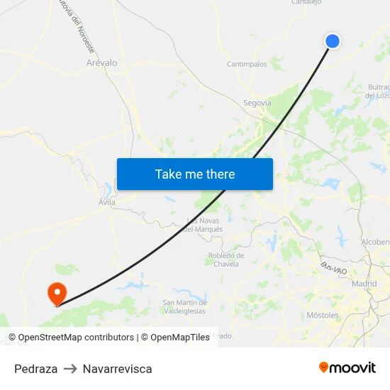 Pedraza to Navarrevisca map