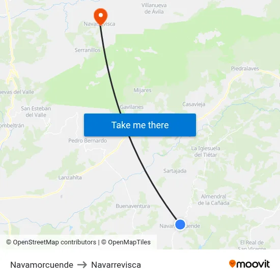 Navamorcuende to Navarrevisca map