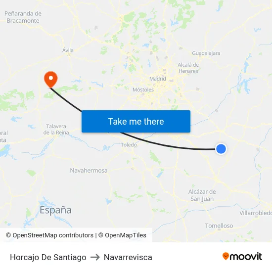 Horcajo De Santiago to Navarrevisca map
