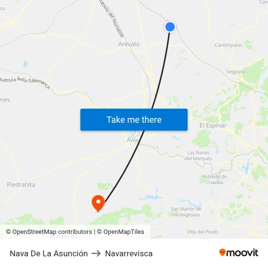 Nava De La Asunción to Navarrevisca map