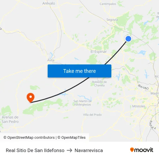Real Sitio De San Ildefonso to Navarrevisca map