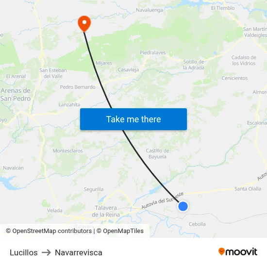 Lucillos to Navarrevisca map