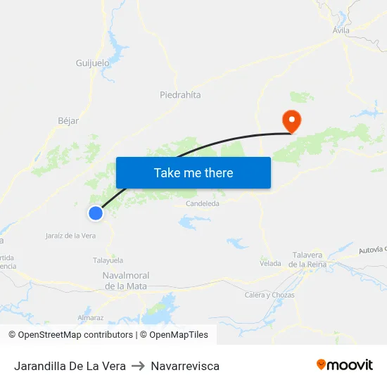 Jarandilla De La Vera to Navarrevisca map