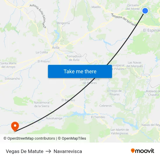 Vegas De Matute to Navarrevisca map