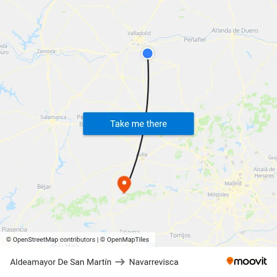 Aldeamayor De San Martín to Navarrevisca map