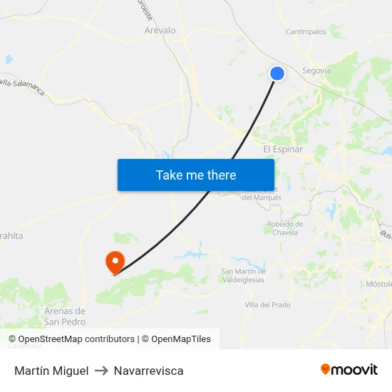 Martín Miguel to Navarrevisca map
