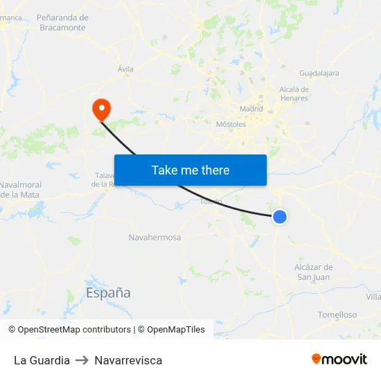La Guardia to Navarrevisca map