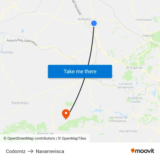 Codorniz to Navarrevisca map