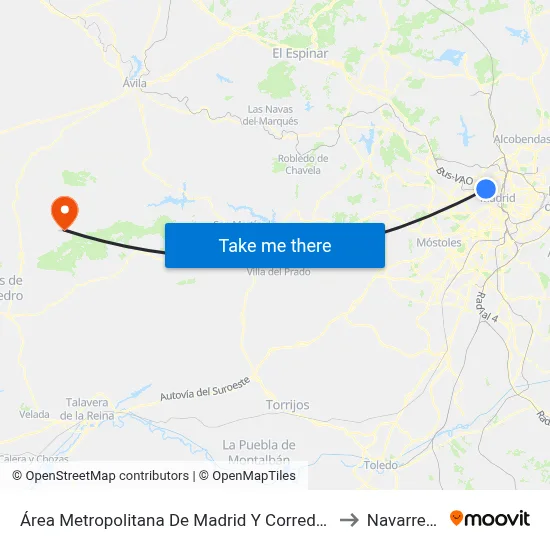 Área Metropolitana De Madrid Y Corredor Del Henares to Navarrevisca map
