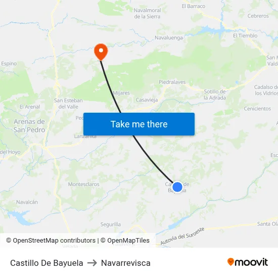 Castillo De Bayuela to Navarrevisca map