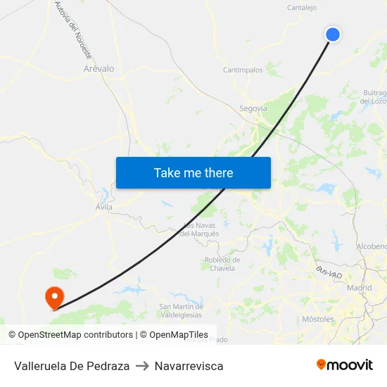 Valleruela De Pedraza to Navarrevisca map