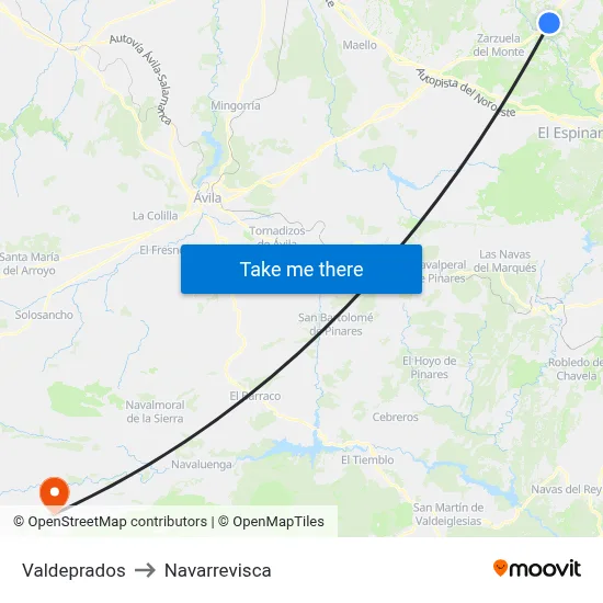 Valdeprados to Navarrevisca map