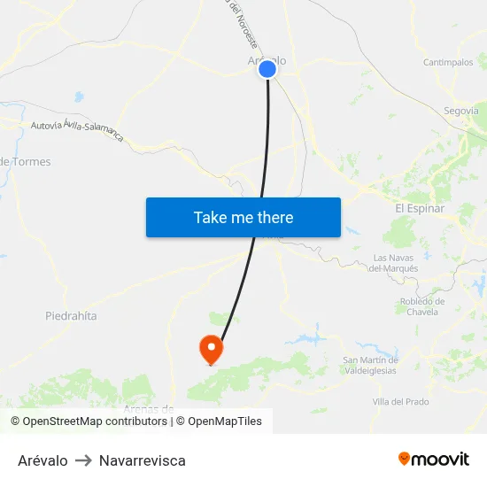 Arévalo to Navarrevisca map