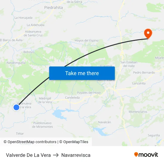 Valverde De La Vera to Navarrevisca map