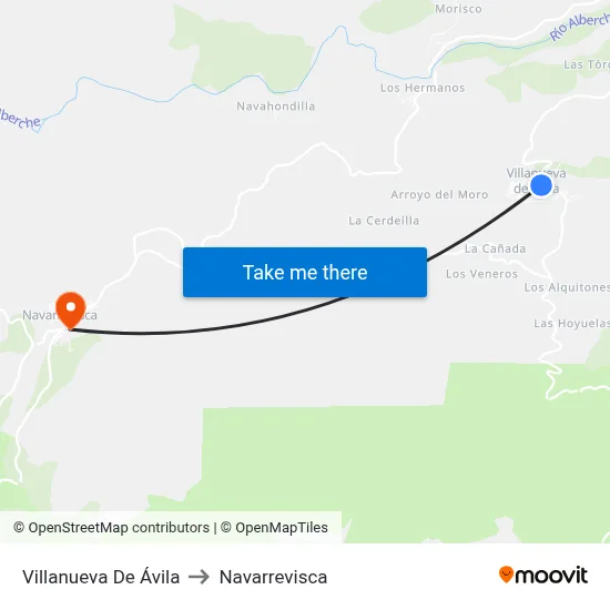 Villanueva De Ávila to Navarrevisca map
