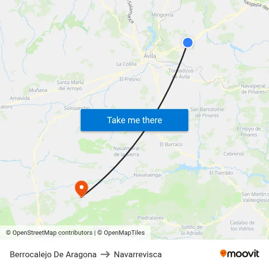 Berrocalejo De Aragona to Navarrevisca map