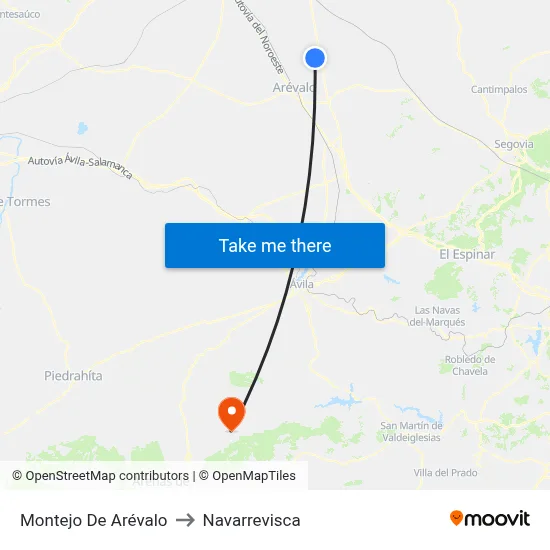 Montejo De Arévalo to Navarrevisca map