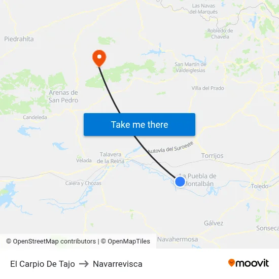 El Carpio De Tajo to Navarrevisca map